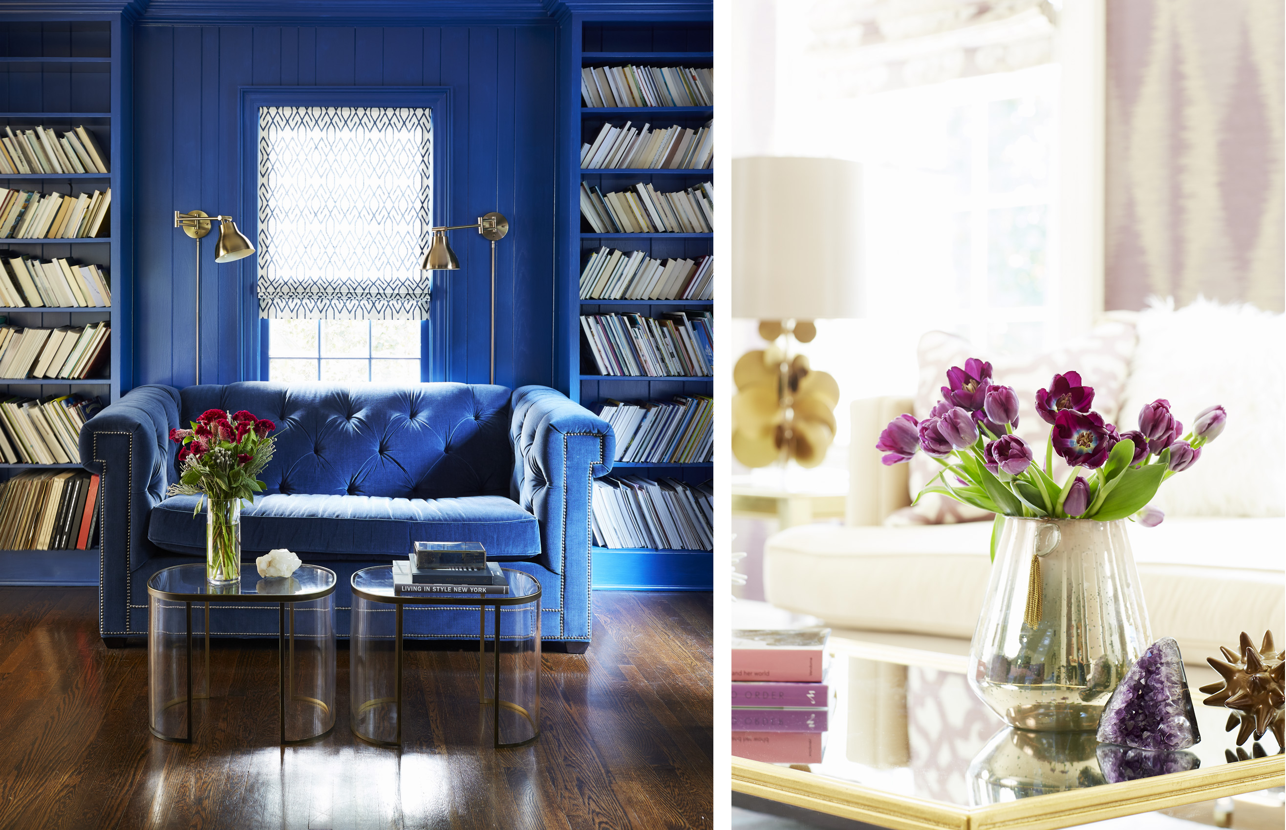 Kristin Kong Designs blue library and detail, Mali Azima photographer.