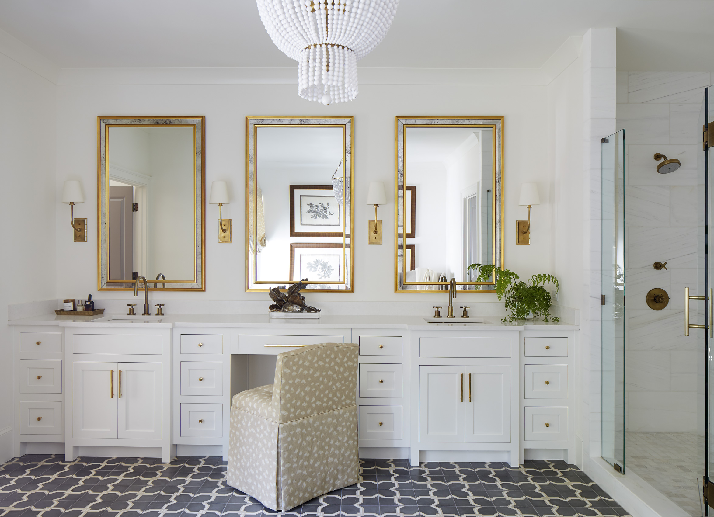 Shayelyn Woodbery Interiors uses turkish tile in a master bath, Mali Azima photography.