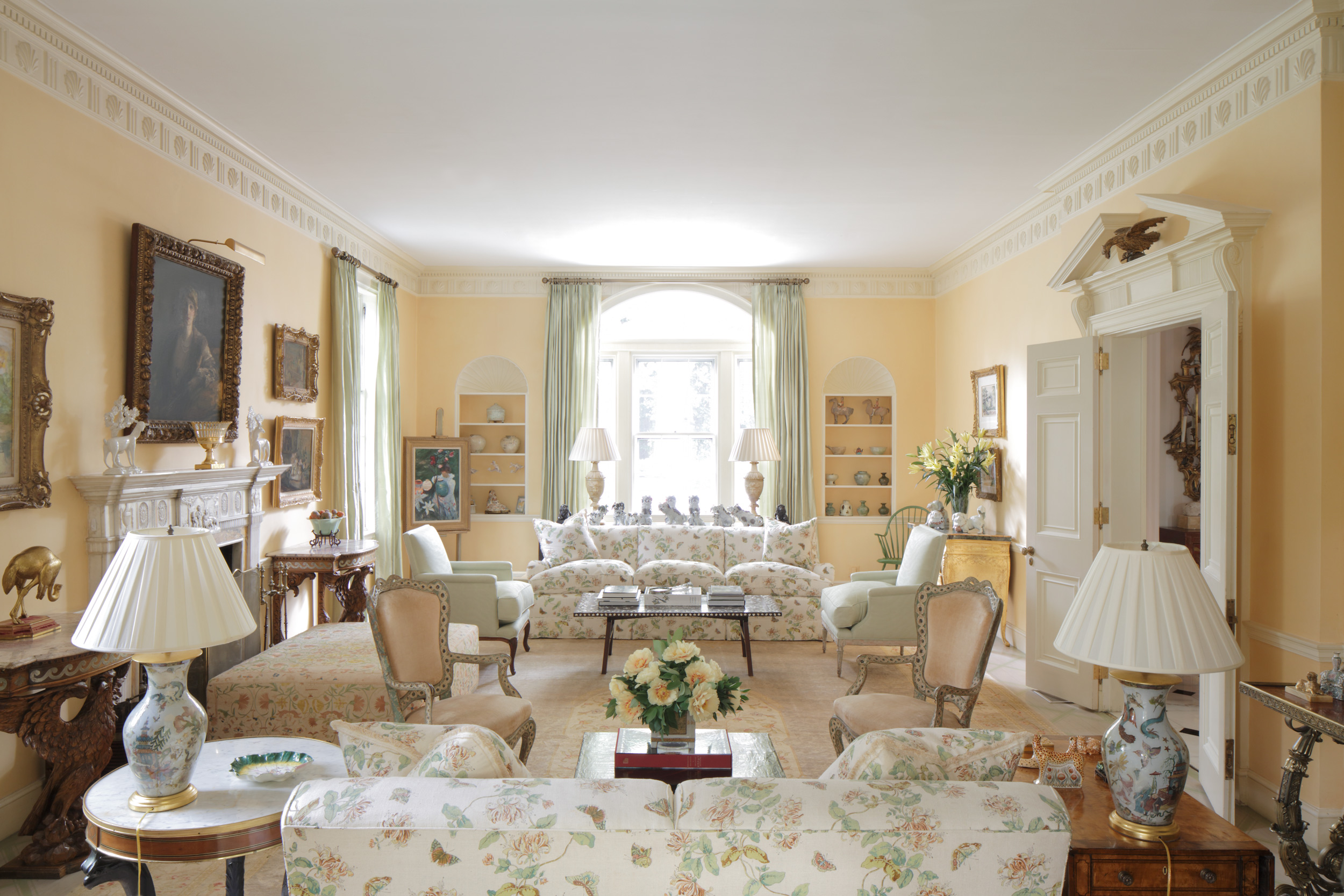 Margaret Kirkland Interiors designed living room photographed by Mali Azima.