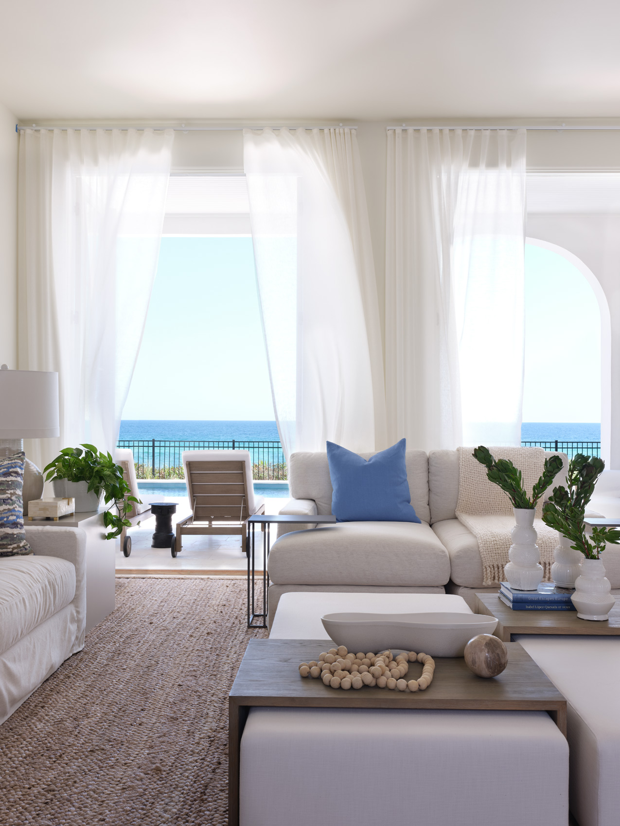 Oceanviews from a media room by Melanie Turner Interiors, photographed by Mali Azima. 